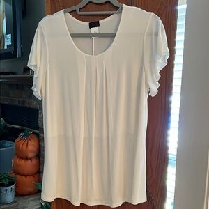 Ash White Ruffle Sleeve Blouse